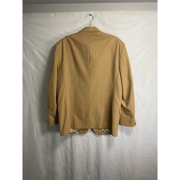 Oscar De La Renta Mens Cashmere Wool Solid Camel Blazer Sport Coat Size 44 R - Picture 2 of 5